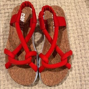 NWOT Camper Oruga  Women’s  35 Vibrant Red Cork Sandals US 5